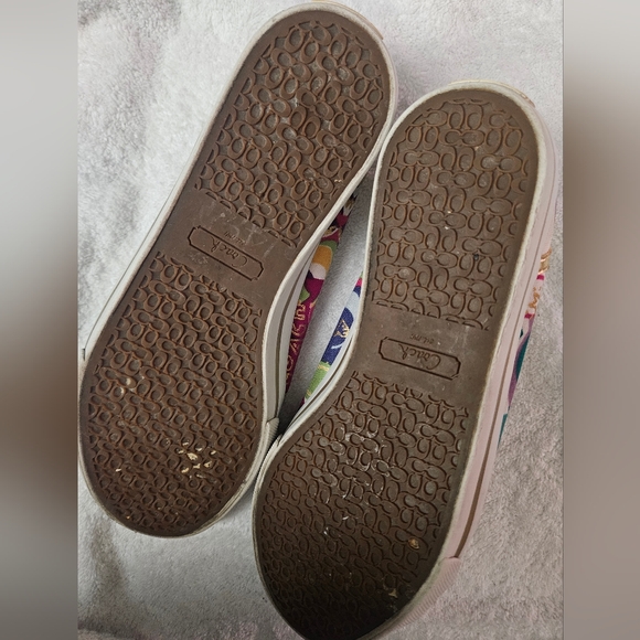 Coach dee multicolored logo gold trim shoes sneakers sz 7.5 - Picture 10 of 10